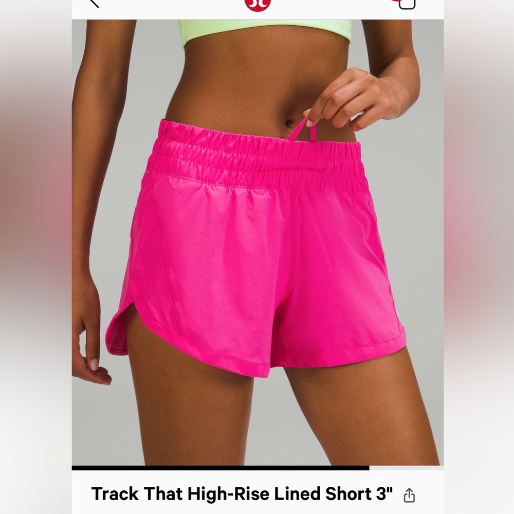 Lululemon Sonic Pink Track That Short 3” HR NWT RARE